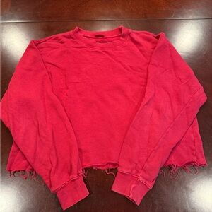 Brandy Melville Red Frayed Hem Sweatshirt